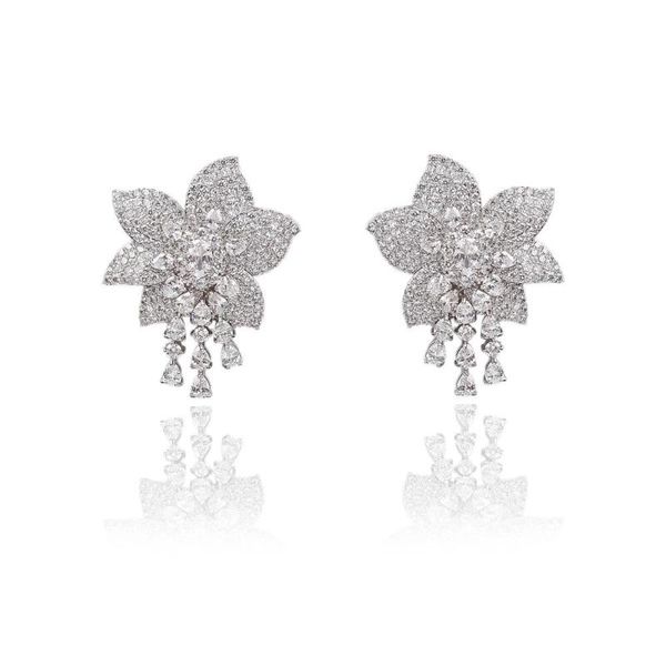 dangle & chandelier cubic zircon flower earrings for wedding, crystals bride earring women girl gift party jewelry ce10916, Silver
dangle & chandelier cubic zircon flower earrings for wedding, crystals bride earring women girl gift party jewelry ce10916, Silver