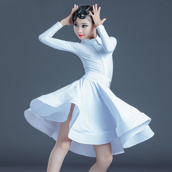 stage wear 2021 girls latin dance competition dresses white long sleeve practice dress kids ballroom dancing clothes dancewear, Black;red
stage wear 2021 girls latin dance competition dresses white long sleeve practice dress kids ballroom dancing clothes dancewear, Black;red