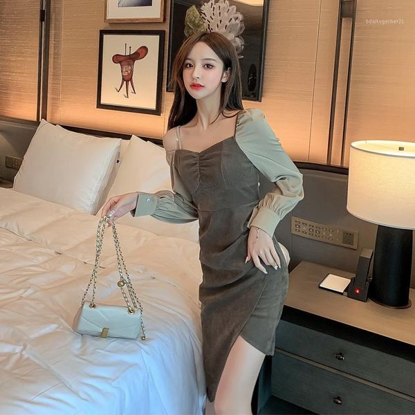 casual dresses make spot winter corduroy splicing irregular dress female temperament1, Black;gray
casual dresses make spot winter corduroy splicing irregular dress female temperament1, Black;gray