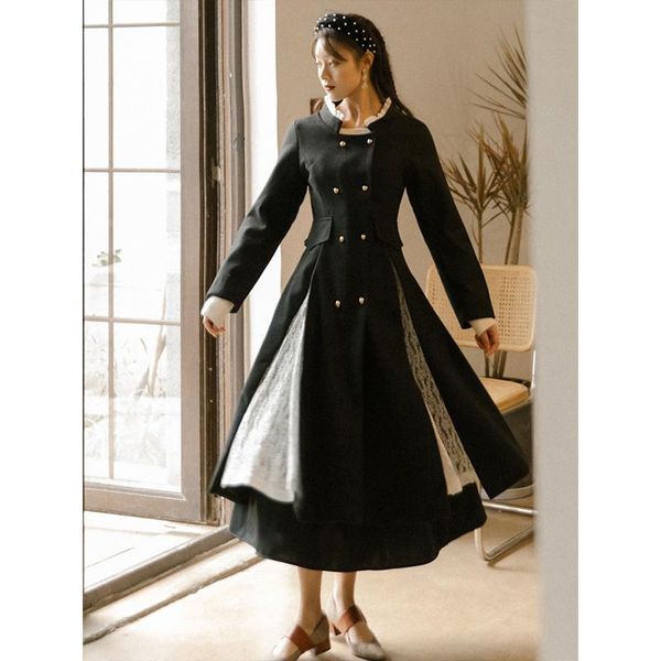 women's wool & blends autumn winter women coat woolen cloth korean elegant lace patchwork double breasted black female overcoat abrigo
women's wool & blends autumn winter women coat woolen cloth korean elegant lace patchwork double breasted black female overcoat abrigo