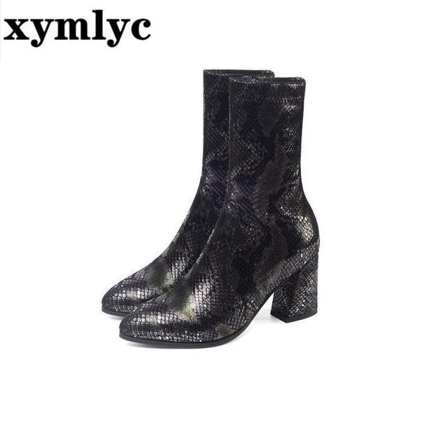 2020 quality pu leather snakeskin pointed toe mid calf boots square high heel slip on autumn winter women shoes size 34-43, Black
2020 quality pu leather snakeskin pointed toe mid calf boots square high heel slip on autumn winter women shoes size 34-43, Black