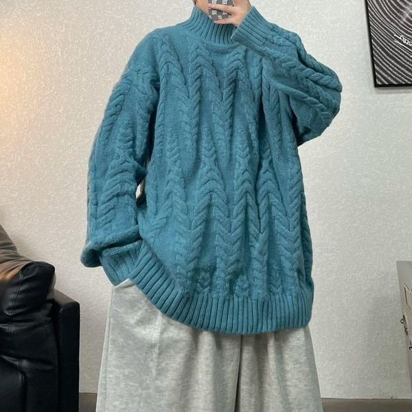 men's sweaters 2021 autumn and winter youth couple loose solid color twist high neck sweater fashion casual simple pullover, White;black
men's sweaters 2021 autumn and winter youth couple loose solid color twist high neck sweater fashion casual simple pullover, White;black