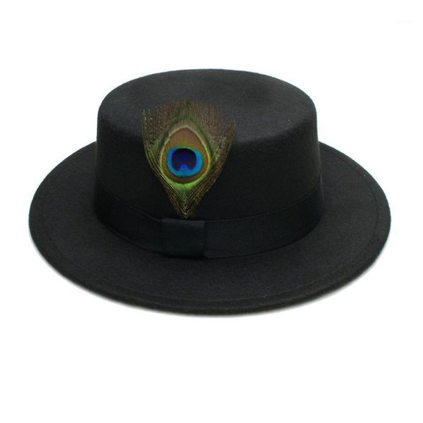 luckylianji men women elegant gentle wool felt wide brim porkpie fedora hat with simple band real feather ornaments1, Blue;gray
luckylianji men women elegant gentle wool felt wide brim porkpie fedora hat with simple band real feather ornaments1, Blue;gray