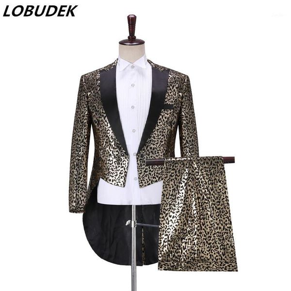 men's magician leopard-print swallowtail suit gold red tailcoat pants 2-pieces set prom male singer chorus host tuxedo suits1, White;black
men's magician leopard-print swallowtail suit gold red tailcoat pants 2-pieces set prom male singer chorus host tuxedo suits1, White;black