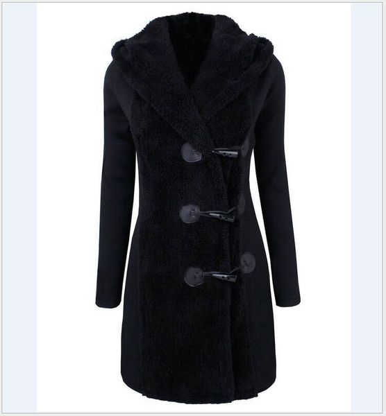 2020 autumn and winter new slim large size horn button hooded woolen jacket long sleeve wool blends women's coat kaban hj161, Black
2020 autumn and winter new slim large size horn button hooded woolen jacket long sleeve wool blends women's coat kaban hj161, Black