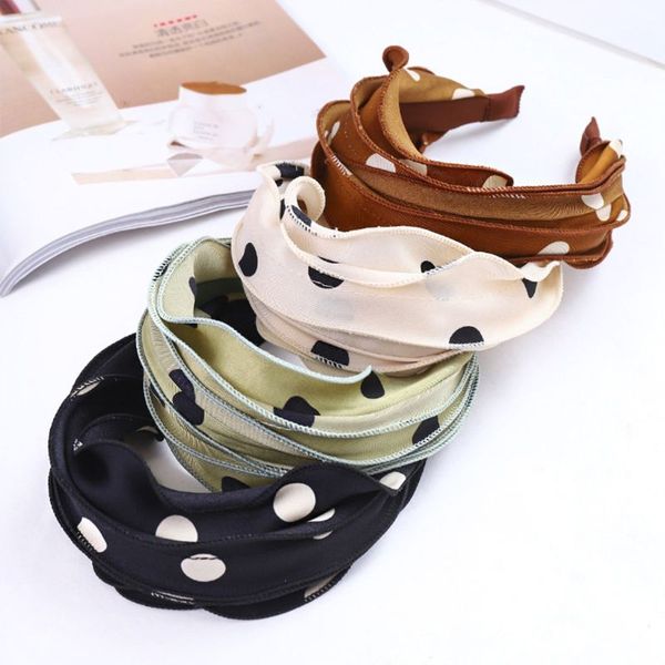 korean female elegant solid color hair hoop pleated layered wavy edge bandana vintage polka dot printed summer headdress
korean female elegant solid color hair hoop pleated layered wavy edge bandana vintage polka dot printed summer headdress