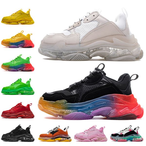 fashion luxurys triple s shoes platform sneakers men women vintage designer casual dad shoes pairs 17fw crystal bottoms clear sole trainers, Black 
fashion luxurys triple s shoes platform sneakers men women vintage designer casual dad shoes pairs 17fw crystal bottoms clear sole trainers, Black