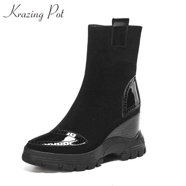 krazing pot fashion breathable sheep suede wedges round toe high heels waterproof winter daily wear women mid-calf boots l31, Black
krazing pot fashion breathable sheep suede wedges round toe high heels waterproof winter daily wear women mid-calf boots l31, Black