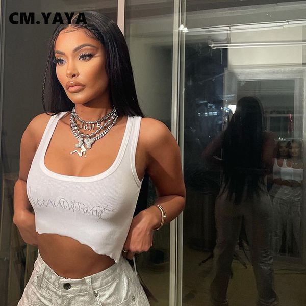 white sleeveless mini tank for women streetwear rhinestones letter knit ribbed croped 2021 summer
white sleeveless mini tank for women streetwear rhinestones letter knit ribbed croped 2021 summer