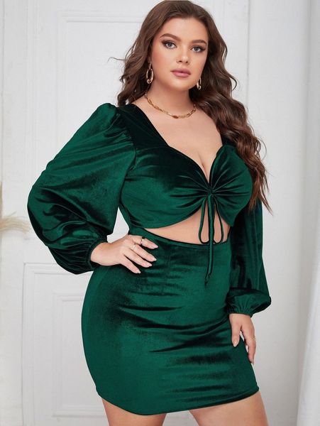 plus lantern sleeve cut out tie front velvet bodycon dress w7td#, Black
plus lantern sleeve cut out tie front velvet bodycon dress w7td#, Black