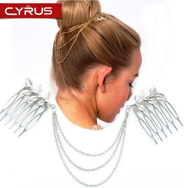 new fashion leaf chain tassel hair band for women inserting comb hair bijoux cheveux mariage accessories princess jewelry, Golden;silver
new fashion leaf chain tassel hair band for women inserting comb hair bijoux cheveux mariage accessories princess jewelry, Golden;silver