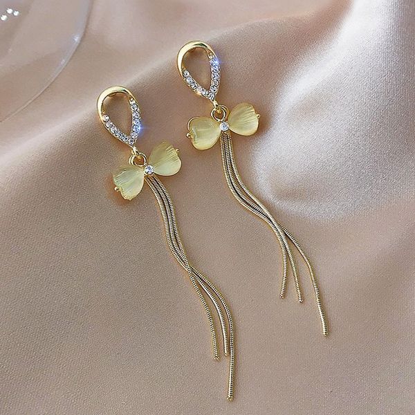925 silver needle cat's eye stone earrings bow long earrings korean style tassel net red earrings, Golden;silver
925 silver needle cat's eye stone earrings bow long earrings korean style tassel net red earrings, Golden;silver