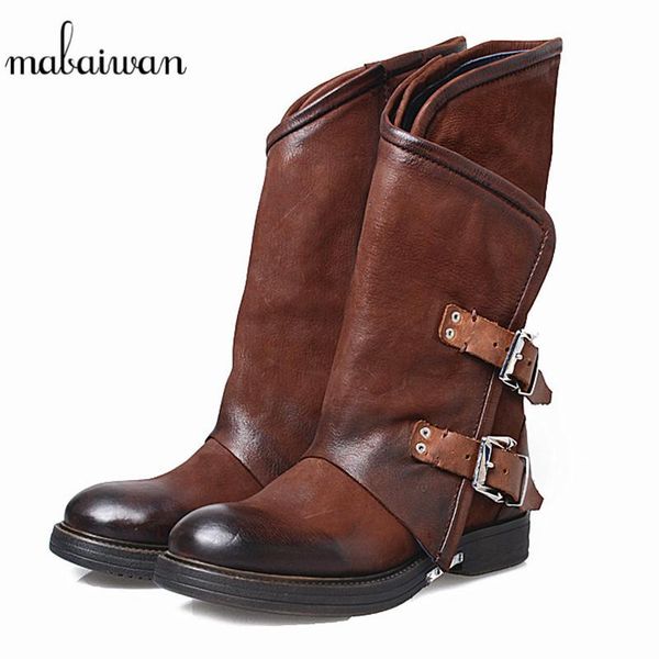 mabaiwa 2020 новый стиль натуральная кожа женская обувь пряжки flats boots ретро середины икры botas езда сапоги zapatos mujer, Black
mabaiwa 2020 новый стиль натуральная кожа женская обувь пряжки flats boots ретро середины икры botas езда сапоги zapatos mujer, Black
