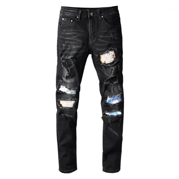 men's streetwear skinny biker jeans slim stretch denim pants holes ripped black trousers1, Blue
men's streetwear skinny biker jeans slim stretch denim pants holes ripped black trousers1, Blue