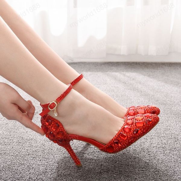 women wedding shoes crystal thin high heels ladies party dress pumps bridal ankle strap sandals female party shoes, Black
women wedding shoes crystal thin high heels ladies party dress pumps bridal ankle strap sandals female party shoes, Black