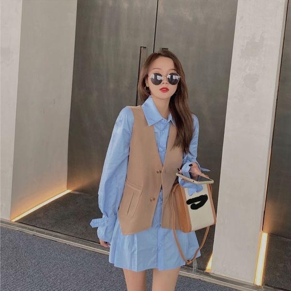 1snx1 short small design niche two-piece shirt small vest blue dress dressvest dress women for suit yldxs, Gray
1snx1 short small design niche two-piece shirt small vest blue dress dressvest dress women for suit yldxs, Gray