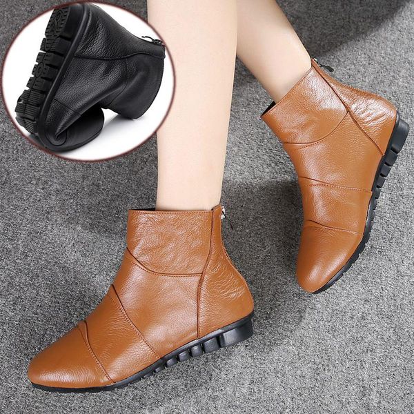 wedges genuine leather ankle boots women soft bottom mom cotton shoes woman plush cowhide zipper riding botas plus size 35-41, Black
wedges genuine leather ankle boots women soft bottom mom cotton shoes woman plush cowhide zipper riding botas plus size 35-41, Black