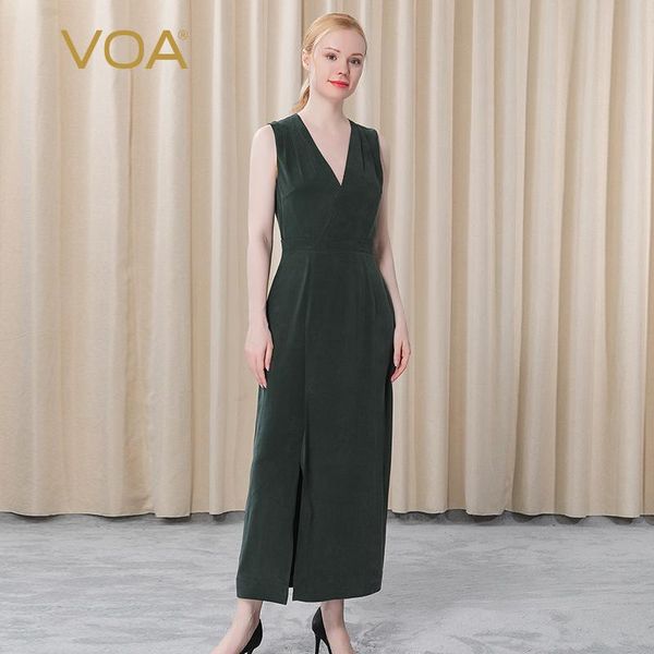 voa heavy weight silk 30 mm dark green deep v-neck vestidos sleeveless side zipper slim slit dress women dresses ae385, Black;gray
voa heavy weight silk 30 mm dark green deep v-neck vestidos sleeveless side zipper slim slit dress women dresses ae385, Black;gray