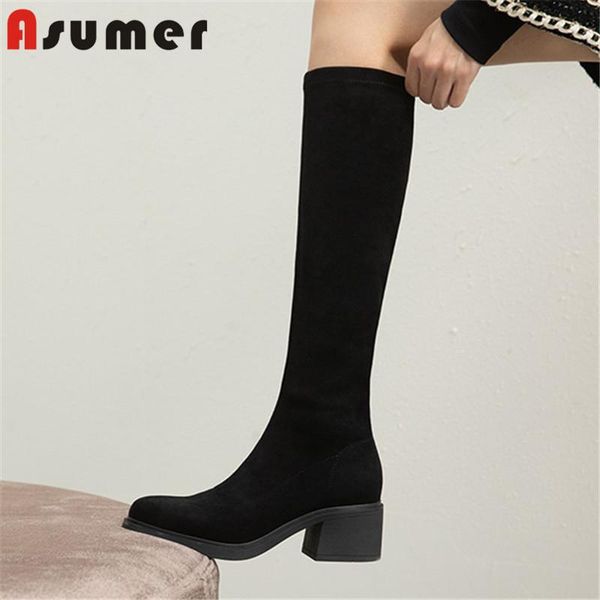 asumer 2020 new arrive stretch boots women round toe autumn winter solid colors square heel casual shoes woman knee high boots, Black
asumer 2020 new arrive stretch boots women round toe autumn winter solid colors square heel casual shoes woman knee high boots, Black