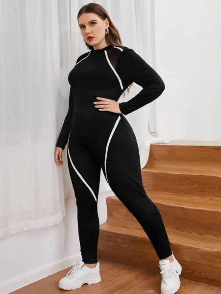 plus contrast binding trim unitard jumpsuit e5px#, Black
plus contrast binding trim unitard jumpsuit e5px#, Black