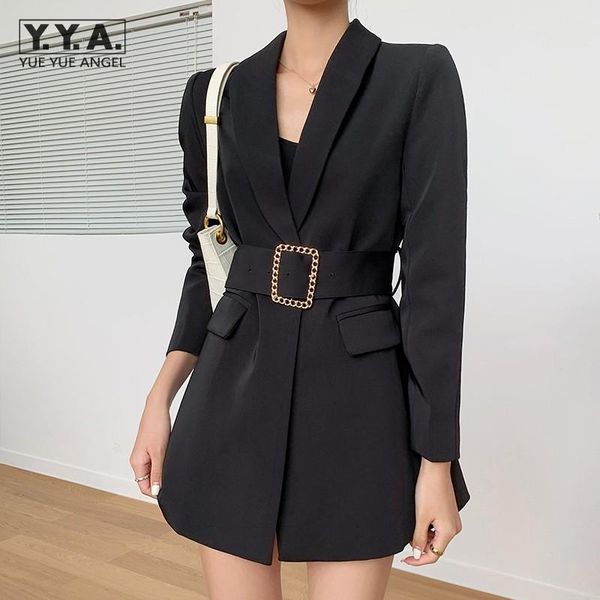 vintage slim waist sashes blazers elegant office ladies black suit jacket autumn medium long single button womens blazer coat, White;black
vintage slim waist sashes blazers elegant office ladies black suit jacket autumn medium long single button womens blazer coat, White;black