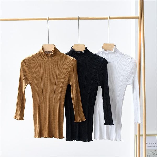 women sweater 2020 autumn and winter new knitted pit strip half high neck slim slimming women's wool sweater, White;black
women sweater 2020 autumn and winter new knitted pit strip half high neck slim slimming women's wool sweater, White;black