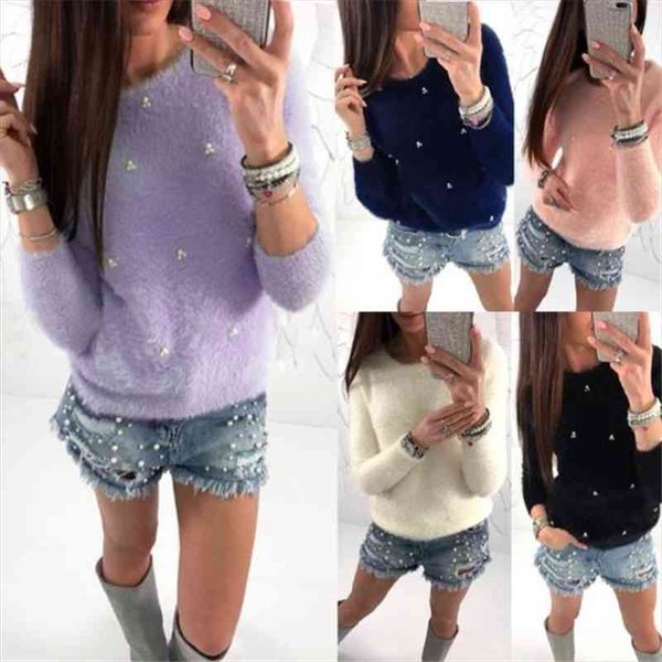 autumn winter sweater women fashion faux pearl beading solid color sweaters plush long sleeve pullover warm sweater pull femme, White;black
autumn winter sweater women fashion faux pearl beading solid color sweaters plush long sleeve pullover warm sweater pull femme, White;black