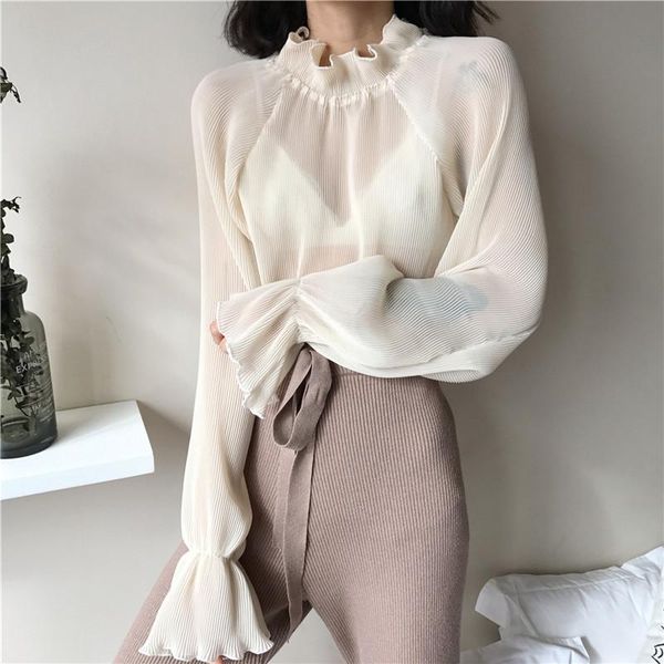 2021 new korean vintage fashion blouse spring newly stand collar women shirts puff sleeve patchwork pleated blusas, White
2021 new korean vintage fashion blouse spring newly stand collar women shirts puff sleeve patchwork pleated blusas, White