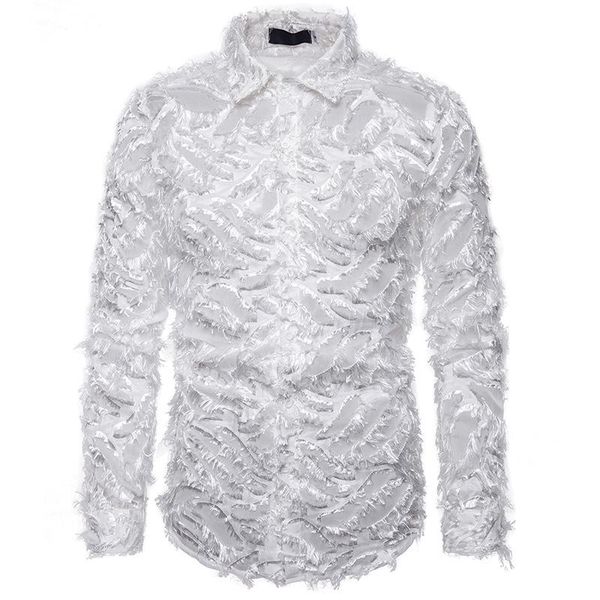 men's casual shirts white feather see through nightclub slim fit long sleeve lace shirt men party stage singer costume homme xxl, White;black
men's casual shirts white feather see through nightclub slim fit long sleeve lace shirt men party stage singer costume homme xxl, White;black