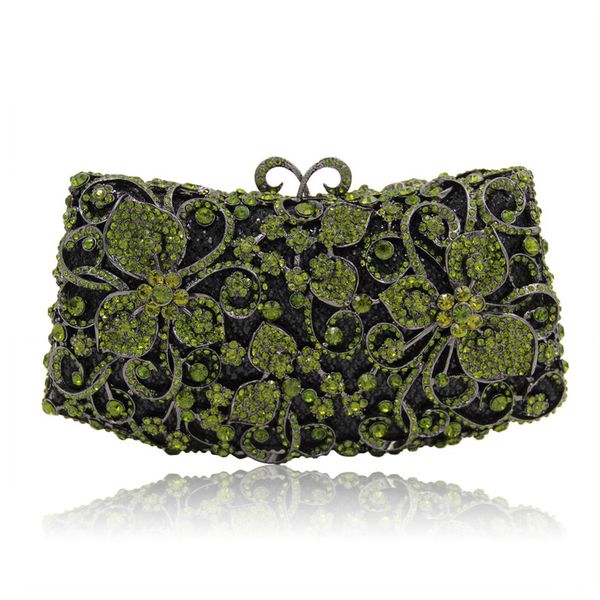 luxury green crystal evening clutch bag black party purse hollow out women rhinestone handbag silver metal shoulder clutches
luxury green crystal evening clutch bag black party purse hollow out women rhinestone handbag silver metal shoulder clutches