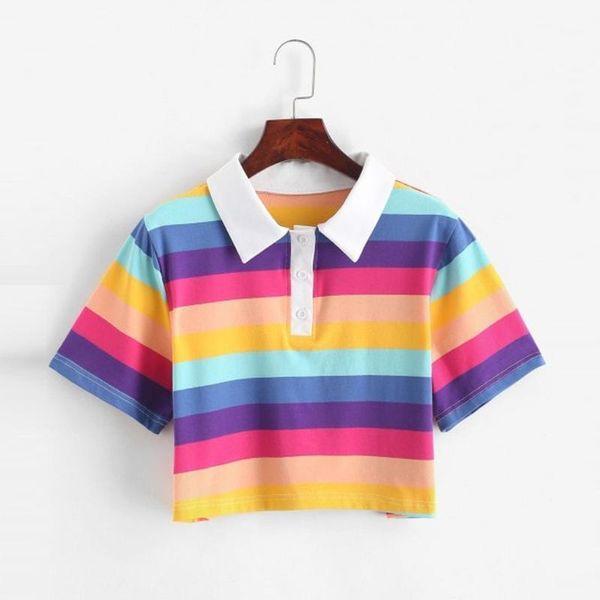 2020 new casual tshirt loose rainbow striped turn-neck short-sleeved women t-shirt female t shirt woman cloth harajuku#g301, White
2020 new casual tshirt loose rainbow striped turn-neck short-sleeved women t-shirt female t shirt woman cloth harajuku#g301, White
