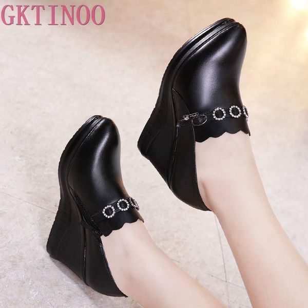 gktinoo deep mouth leather shoe black platform shoes high heels fashion crystal dance shoes for ladies women's pumps wedge1
