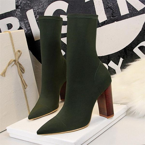 2020 winter fashion women beige green heels sock boots 9.5cm block high heels elastic silk ankle boots big size party shoes, Black
2020 winter fashion women beige green heels sock boots 9.5cm block high heels elastic silk ankle boots big size party shoes, Black