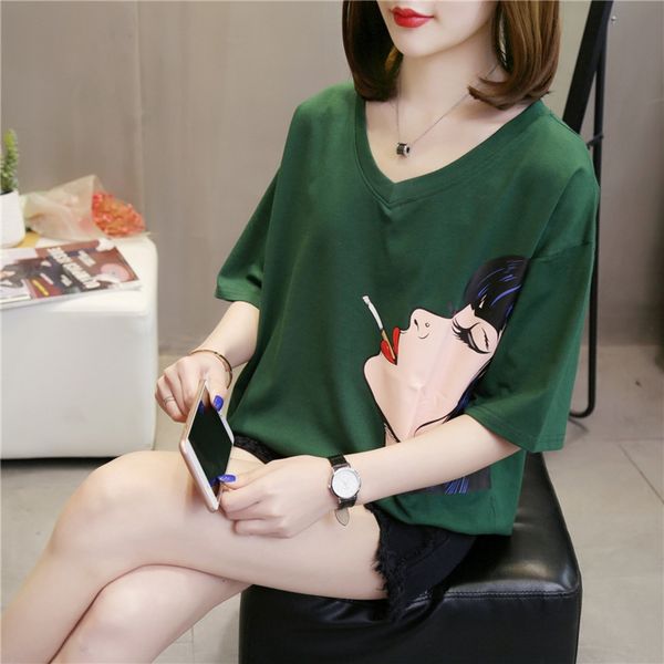2020 summer new simple women's coat t-shirt wear korean version large loose thin v-neck short sleeve t-shirt fat mm ecjxz, White
2020 summer new simple women's coat t-shirt wear korean version large loose thin v-neck short sleeve t-shirt fat mm ecjxz, White