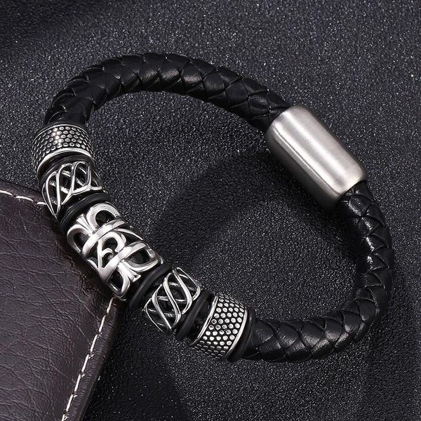 charm bracelets punk men jewelry black braided leather bracelet stainless steel magnetic clasp male wrist band bangles 2021 pulsera hombre, Golden;silver
charm bracelets punk men jewelry black braided leather bracelet stainless steel magnetic clasp male wrist band bangles 2021 pulsera hombre, Golden;silver
