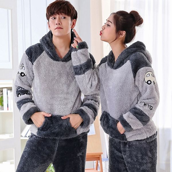 winter long sleeve couples thick warm flannel hooded pajama sets for women cute cartoon coral velvet sleepwear men homewear 201109, Black;red
winter long sleeve couples thick warm flannel hooded pajama sets for women cute cartoon coral velvet sleepwear men homewear 201109, Black;red
