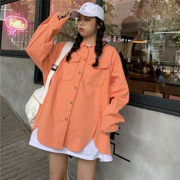 women's blouses & shirts women 2021 spring autumn solid color casual female long sleeve boyfriend ladies loose oversized s332, White
women's blouses & shirts women 2021 spring autumn solid color casual female long sleeve boyfriend ladies loose oversized s332, White