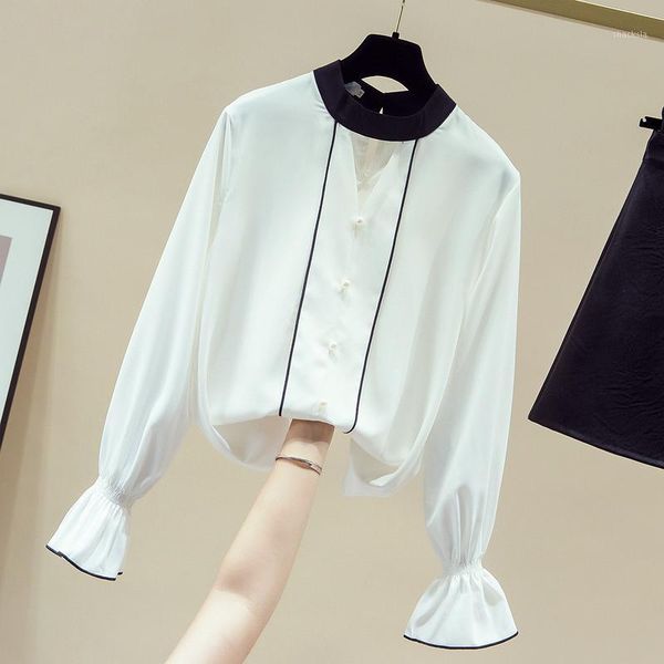 2020 autumn women's o neck flare long sleeves beading chiffon shirt ladies female all-match shirts blouse a37141, White
2020 autumn women's o neck flare long sleeves beading chiffon shirt ladies female all-match shirts blouse a37141, White