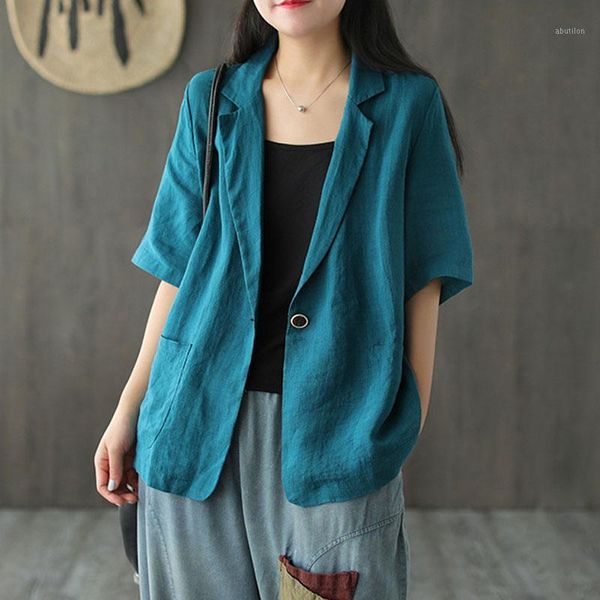 women's jackets fairynatural simple leisure pockets single button coats 2021 summer women loose cotton linen comfortable half sleeve1, Black;brown
women's jackets fairynatural simple leisure pockets single button coats 2021 summer women loose cotton linen comfortable half sleeve1, Black;brown
