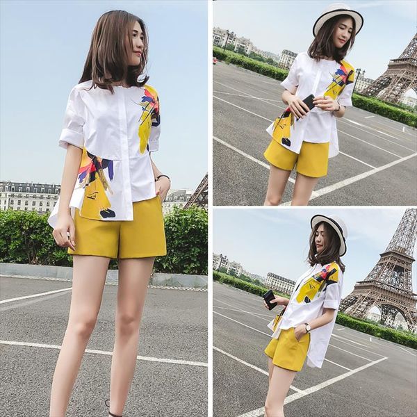 summer short two piece set women hidden breasted loose shirt yellow wide leg mini pants female work wear fashion suits, Gray
summer short two piece set women hidden breasted loose shirt yellow wide leg mini pants female work wear fashion suits, Gray