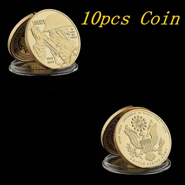 10pcs 1918-2018 centennial commemorative craft gold plated liberty usa challenge coin collectiblen army business gifts
10pcs 1918-2018 centennial commemorative craft gold plated liberty usa challenge coin collectiblen army business gifts