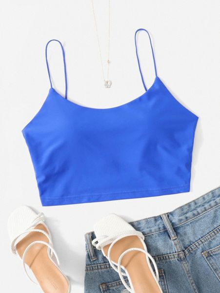 solid crop cami e9td#, White