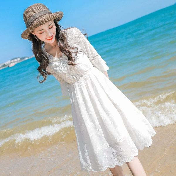 casual sweet lace up embroidered v-neck half trumpet sleeve a-line white simple plus size summer party coctail dress 9936, Black
casual sweet lace up embroidered v-neck half trumpet sleeve a-line white simple plus size summer party coctail dress 9936, Black