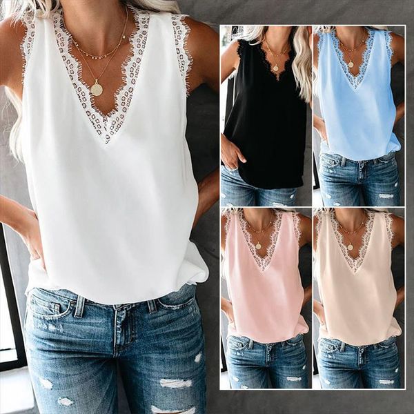 chiffon sleeveless v neck womens tank camis lace patchwork solid loose female vest 2020 summer slim fashion casual lady clothes, White
chiffon sleeveless v neck womens tank camis lace patchwork solid loose female vest 2020 summer slim fashion casual lady clothes, White