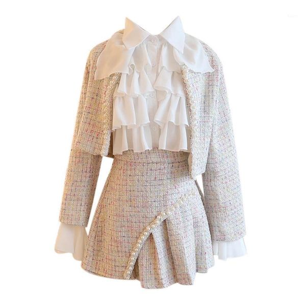 kili women pearl beaded sweet short jacket jacket + ruffled white chiffon shirt + pleated skirt set professional temperament god1
kili women pearl beaded sweet short jacket jacket + ruffled white chiffon shirt + pleated skirt set professional temperament god1