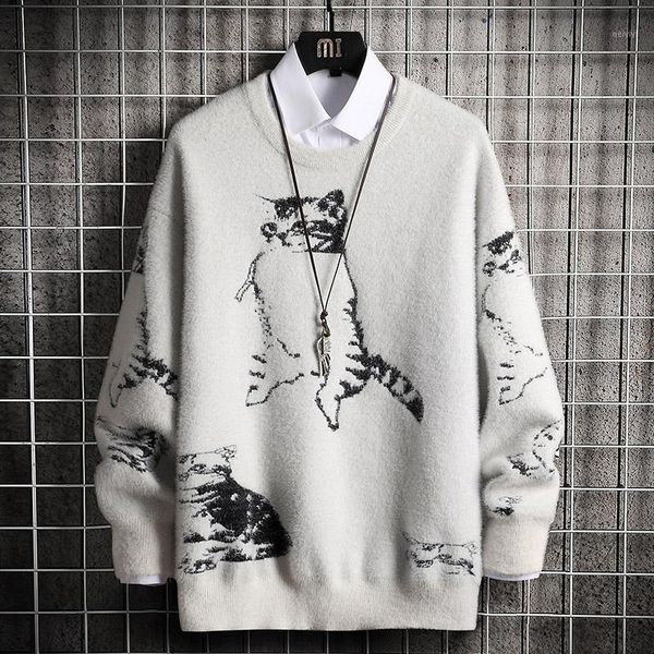 men's sweaters glacialwhale oversize mens knitted sweater men 2021 winter cat pullover jumper hip hop harajuku korean grey men1, White;black
men's sweaters glacialwhale oversize mens knitted sweater men 2021 winter cat pullover jumper hip hop harajuku korean grey men1, White;black