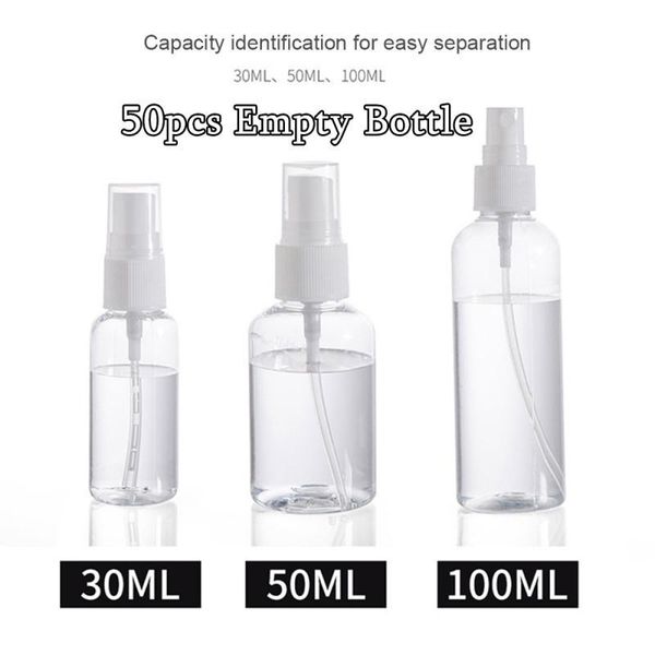 50pcs transparent empty spray bottles 30ml/50ml/100ml plastic mini refillable container cosmetic containers portable bottle
50pcs transparent empty spray bottles 30ml/50ml/100ml plastic mini refillable container cosmetic containers portable bottle