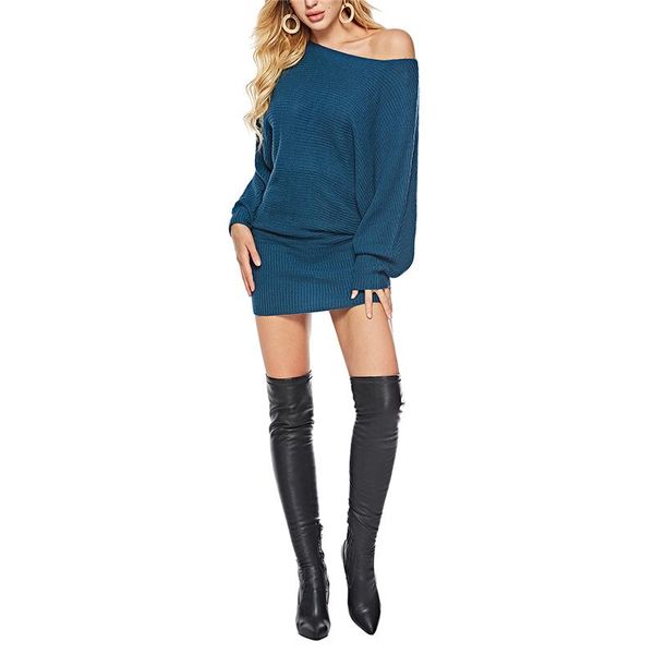 women solid color sweater dress round neck long bat sleeve bodycon knitted dress, Black;gray
women solid color sweater dress round neck long bat sleeve bodycon knitted dress, Black;gray