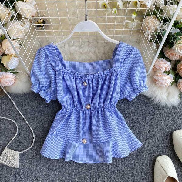 women's blouses & shirts french girls puffed sleeves 2021 nian female sweet mu er bian recipients hipster plaid shirt female1, White
women's blouses & shirts french girls puffed sleeves 2021 nian female sweet mu er bian recipients hipster plaid shirt female1, White