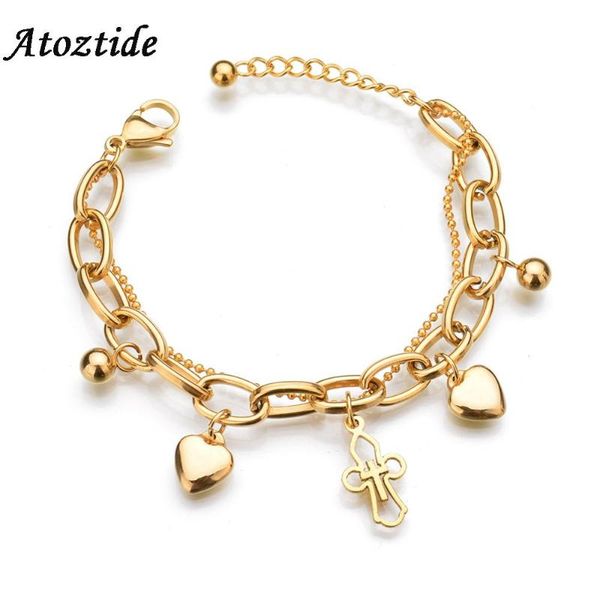 atoztide charm double layers 2 heart cross bracelets for women stainless steel adjustable gold round chain bracelets with beads, Black
atoztide charm double layers 2 heart cross bracelets for women stainless steel adjustable gold round chain bracelets with beads, Black